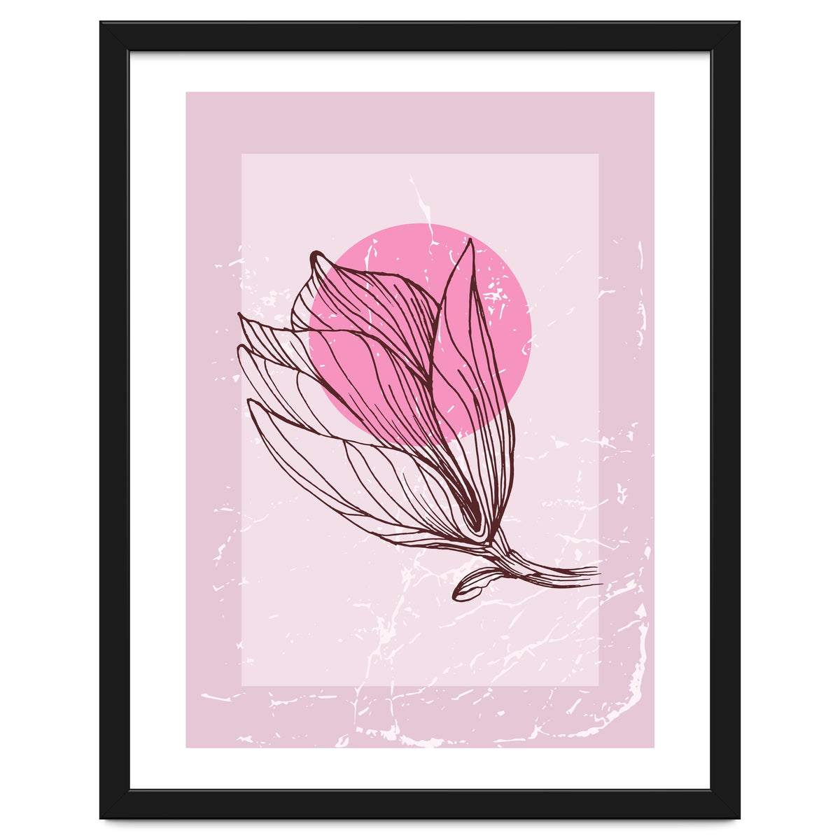 Magnolia  Minimalist Scandinavian, Abstract Geometric Art, Botanical Art
