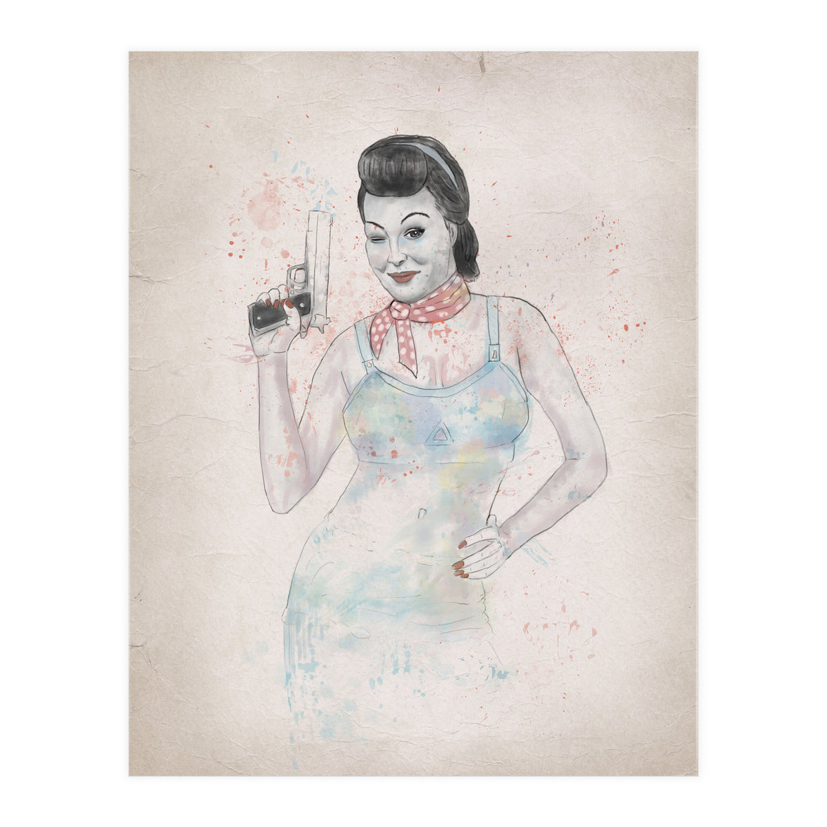 Posing With Gun (Print Only)