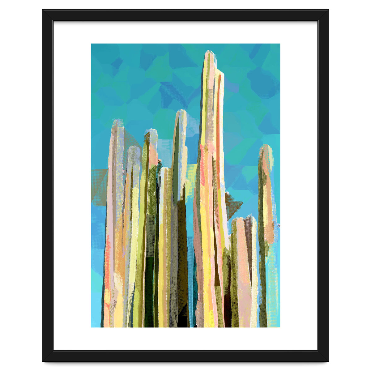 Desert's Rose, Summer Cactus Abstract Pastel Digital Art, Nature Botanical Color Sketch Plant Drawing