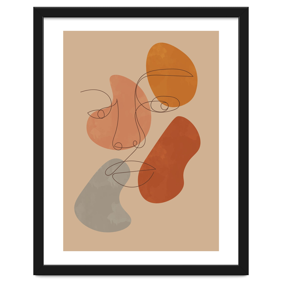 Feminine Line Art Boho Woman Face