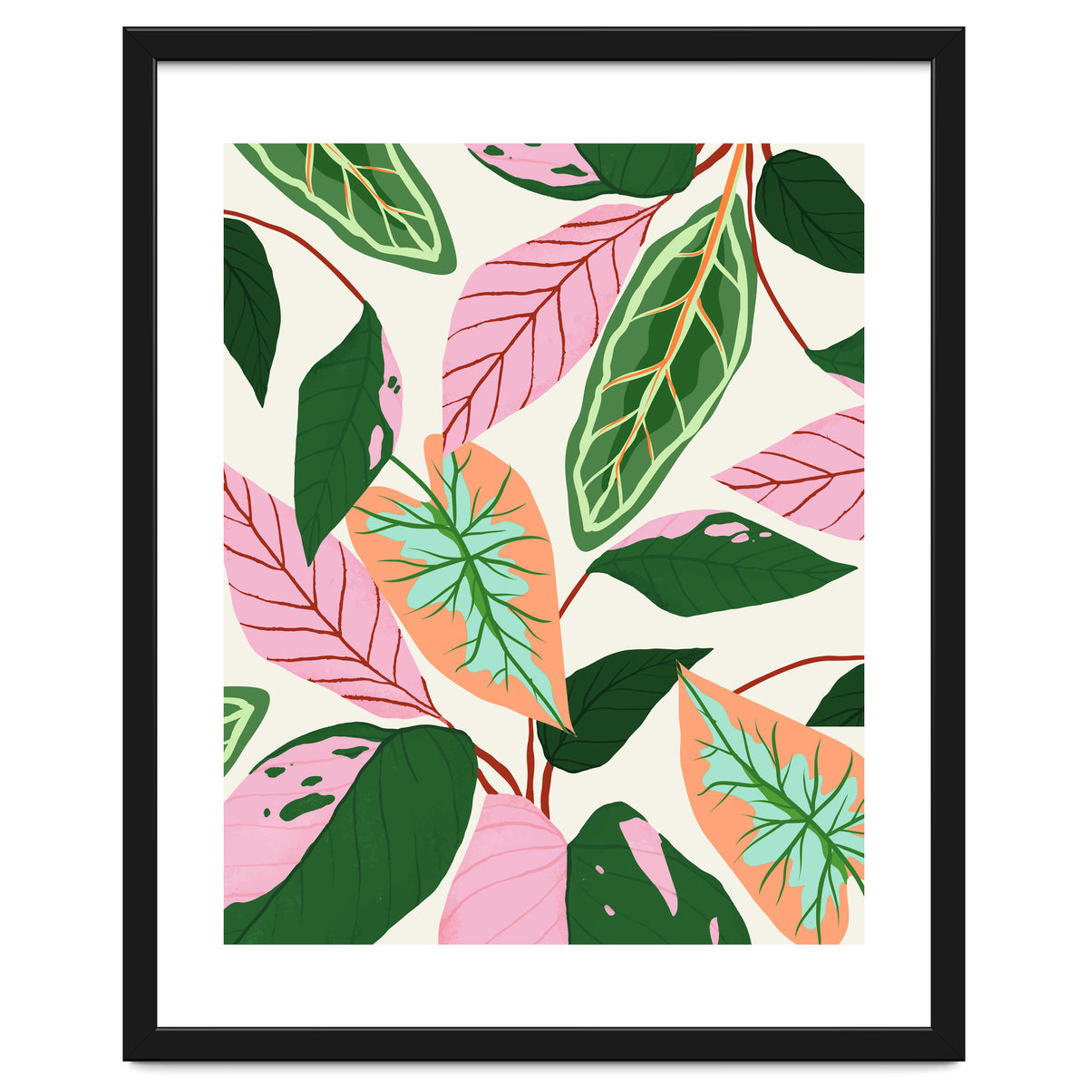 The Inseparable V.01, Nature Botanical Plants, Blush Leaves Modern Boho, Pastel Illustration Garden