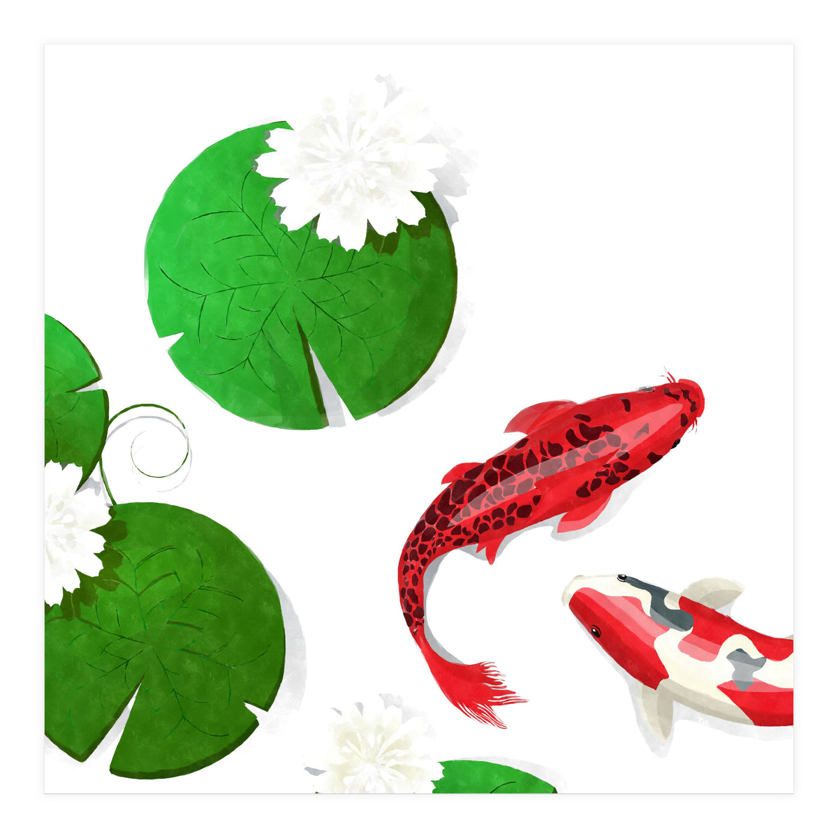 Watercolor Koi Fish Background (Print Only)