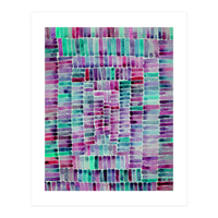 Abstract rectangle pattern in magenta and teal (Print Only)