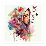 Watercolor Floral Muslim Arabian Woman #4 (Print Only) thumbnail