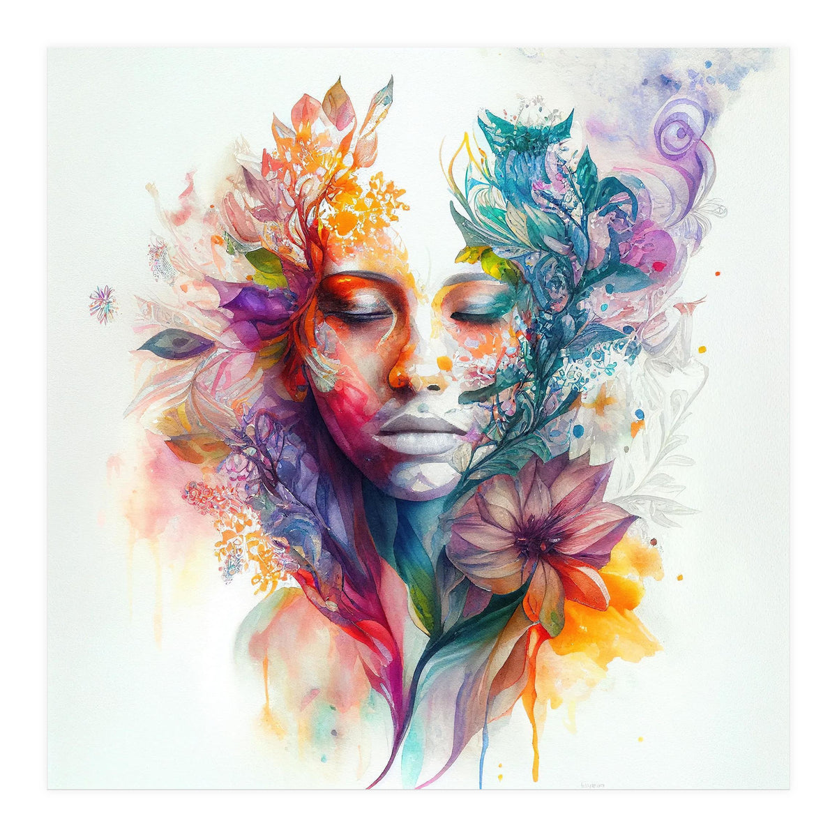 Watercolor Tropical Woman #15 (Print Only)