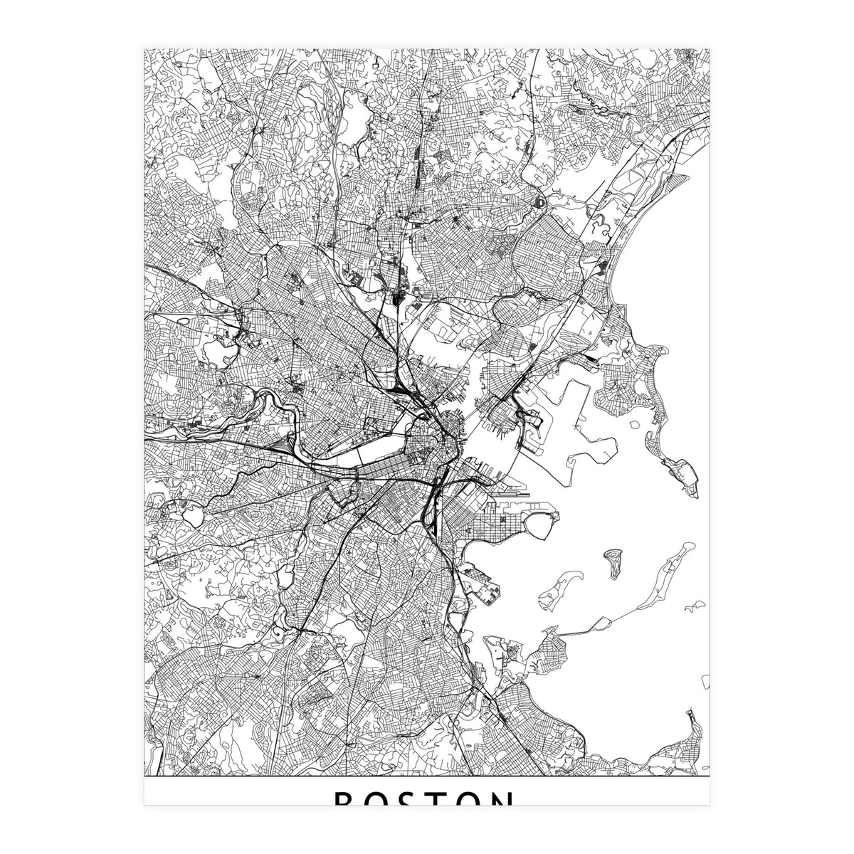 Boston White Map (Print Only)