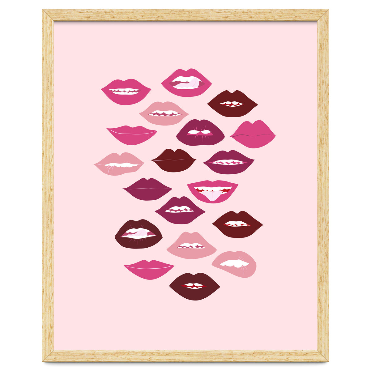Lips Dark on Pink Background