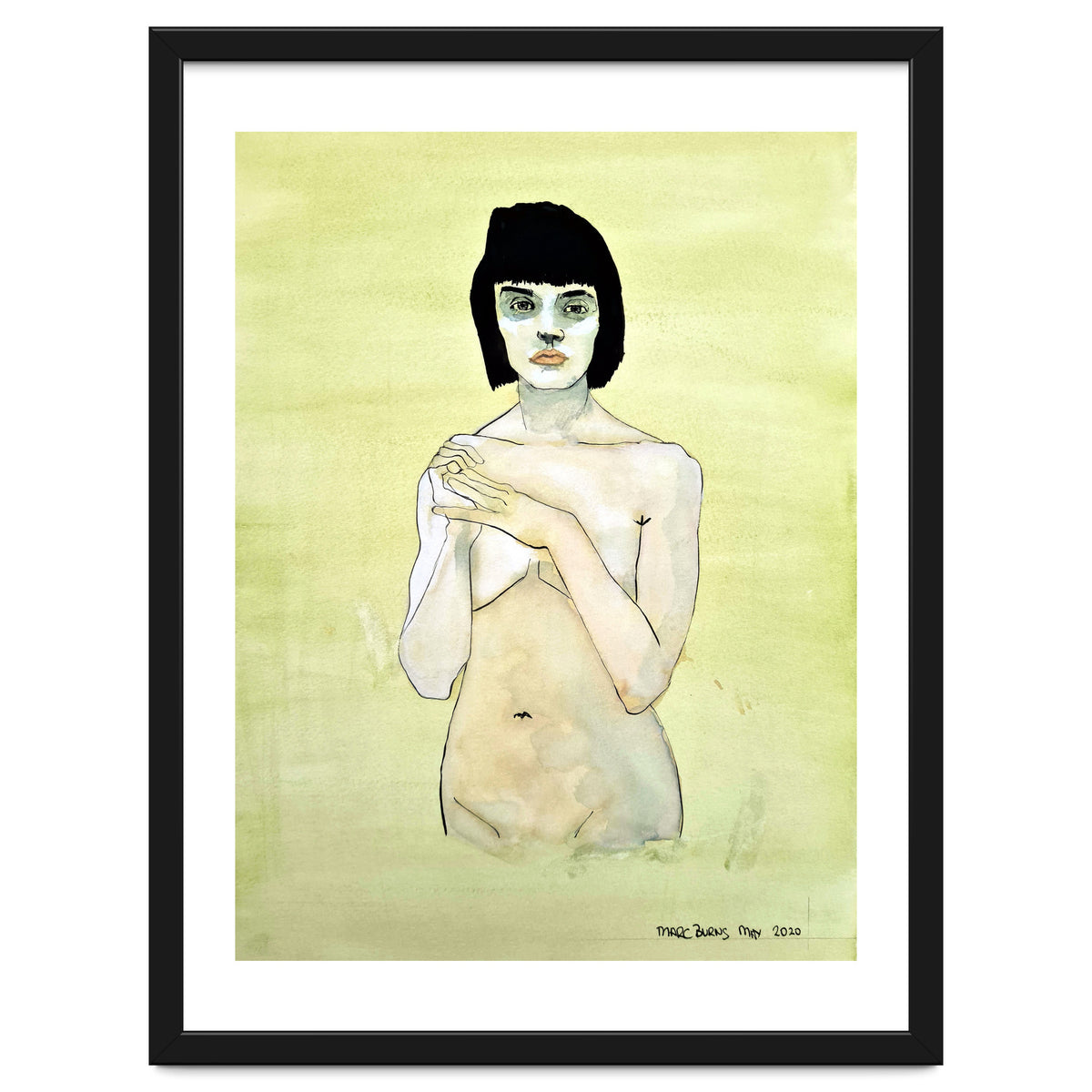 Untitled #75 Nude on a yellow-green ground