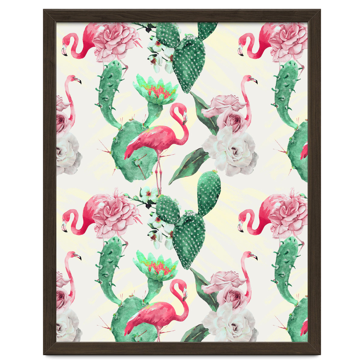 Flamingos, geometric and flowers