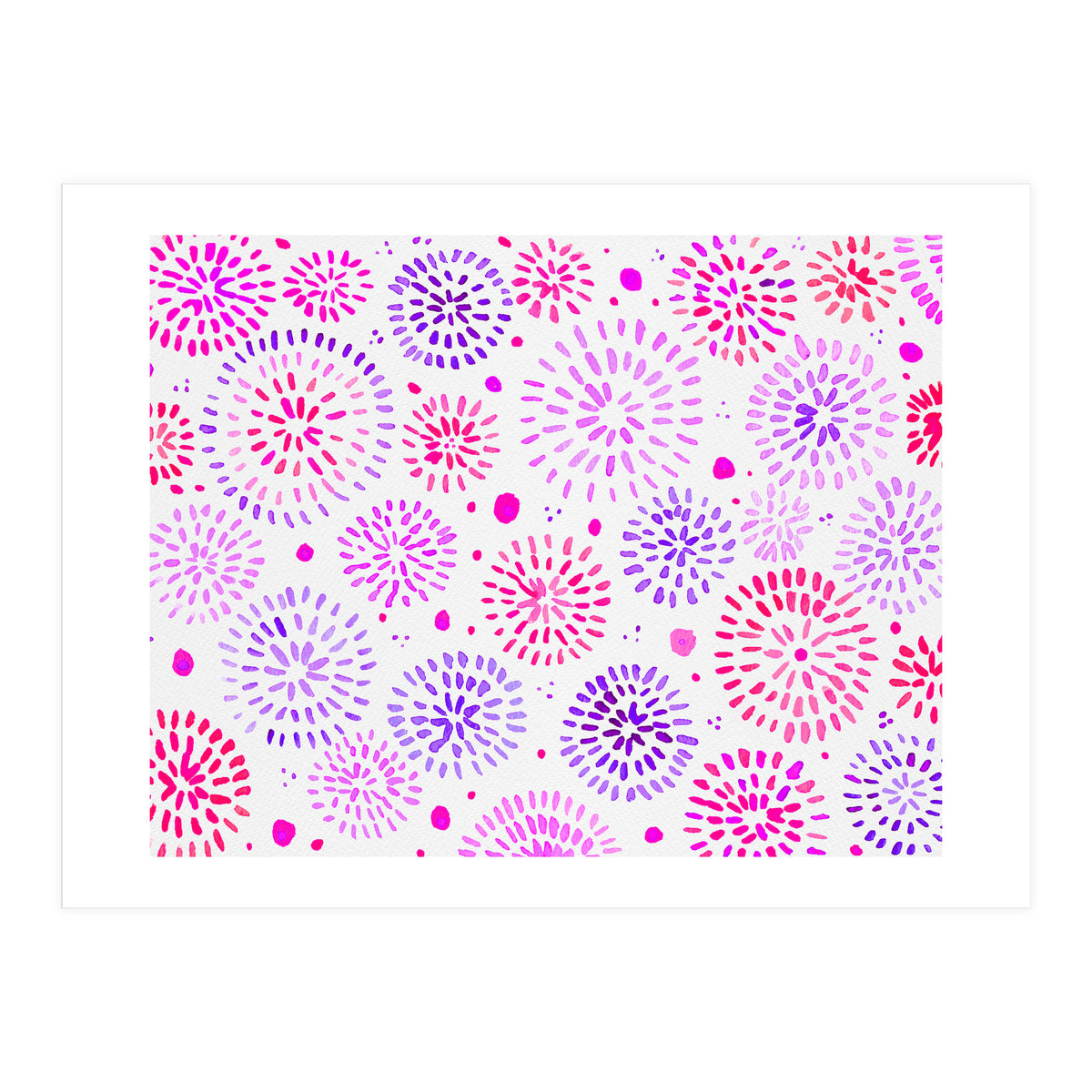 Abstract fireworks pattern in magenta and purple (Print Only)