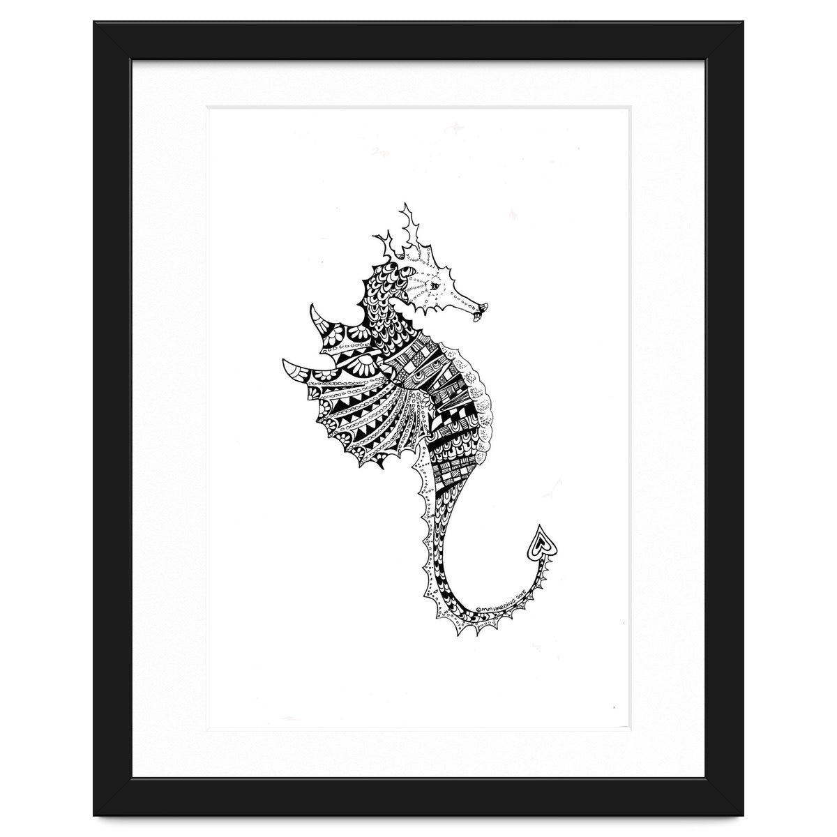 Seahorse Dragon Zen Doodle