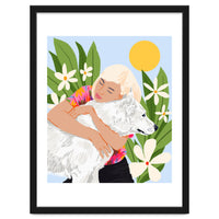 All You Need Is Love & A Dog | Pets Urban Jungle Bohemian Woman Illustration