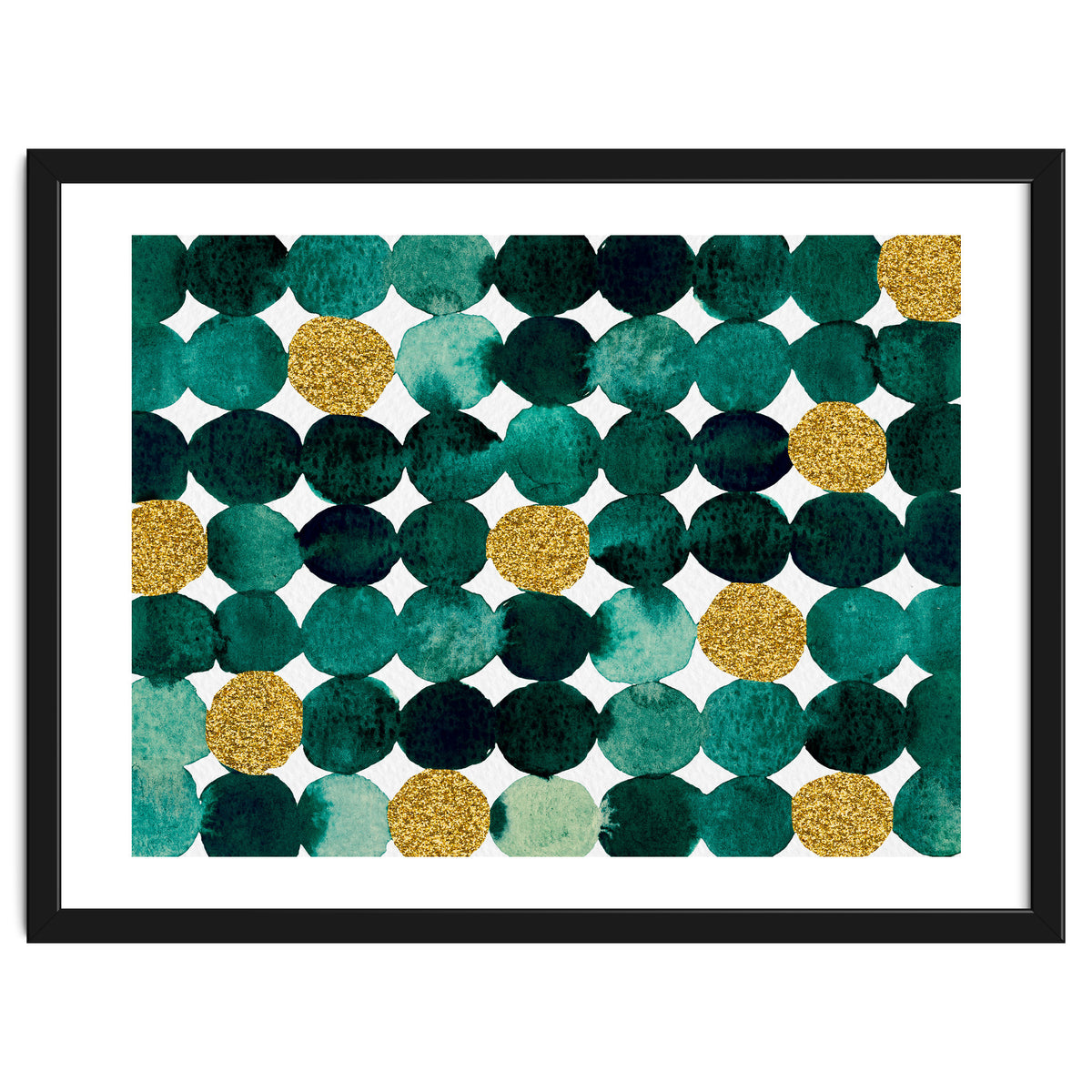 Dots pattern - emerald green and gold
