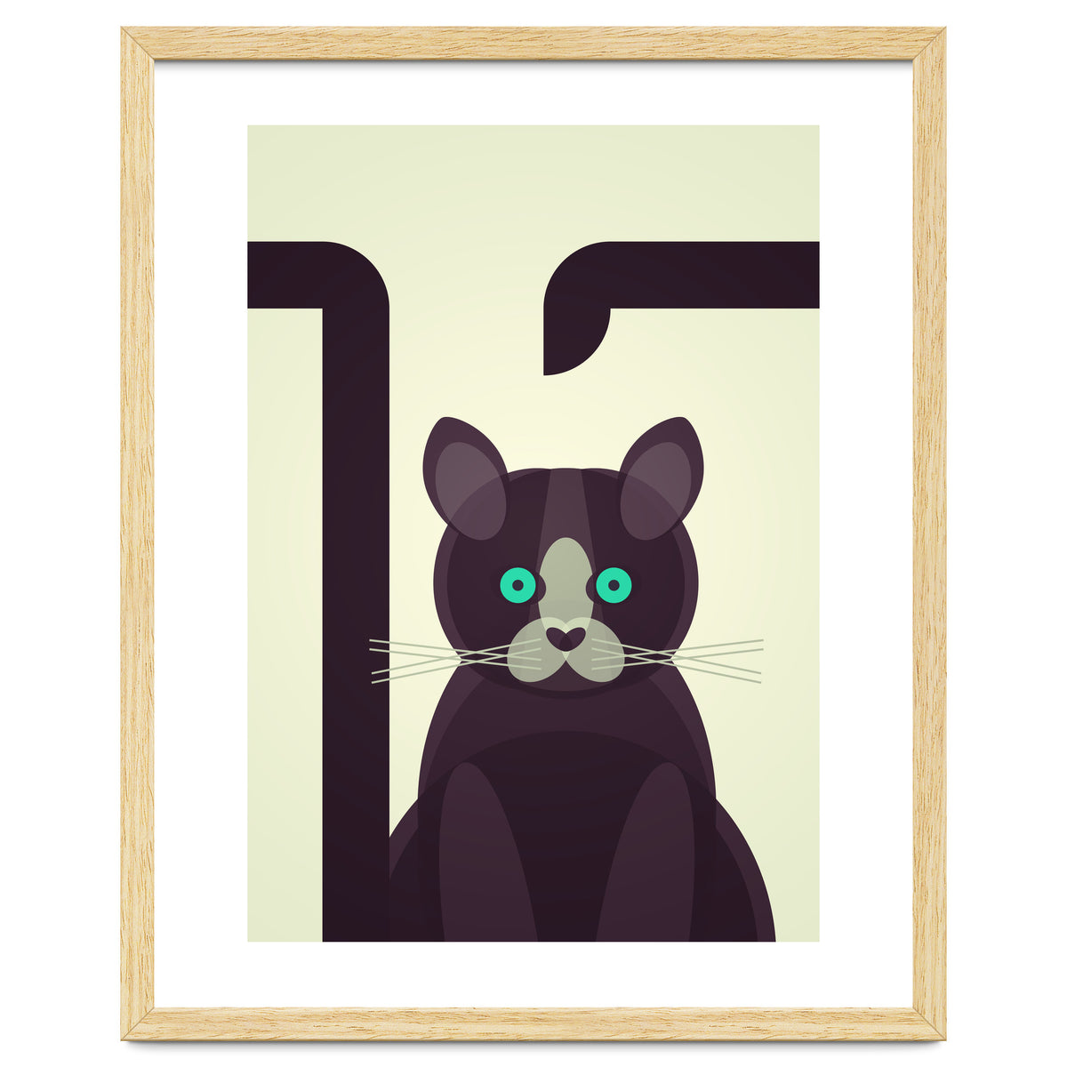 Mid Century Geometric Black Cat
