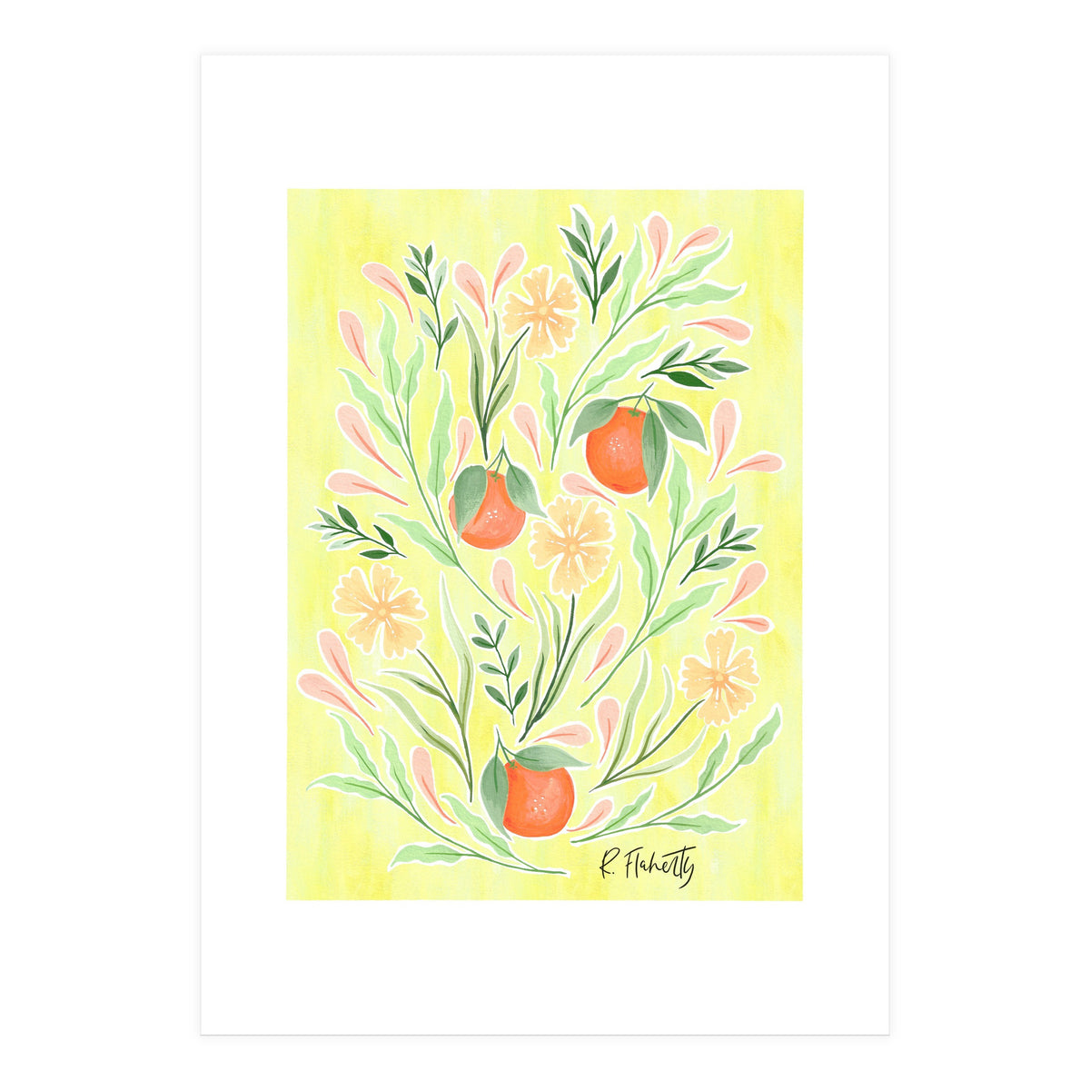 Wild Orange Floral | Yellow (Print Only)