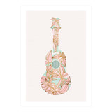 Aqua and Pink Floral Ukulele (Print Only) thumbnail