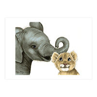 Best Friends, Elephant and Lion (Print Only)