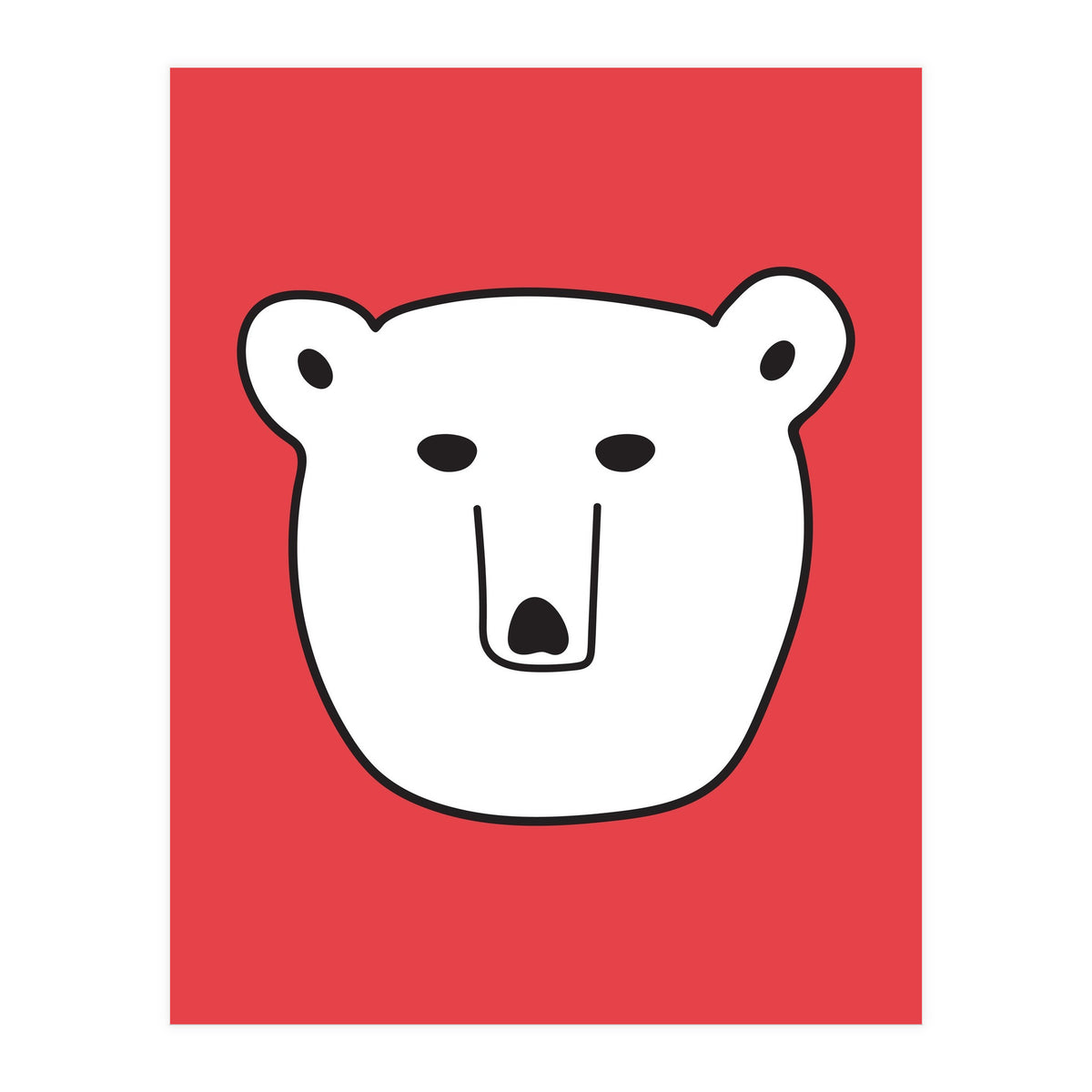 Polar Bear Portrait On a Red Background (Print Only)