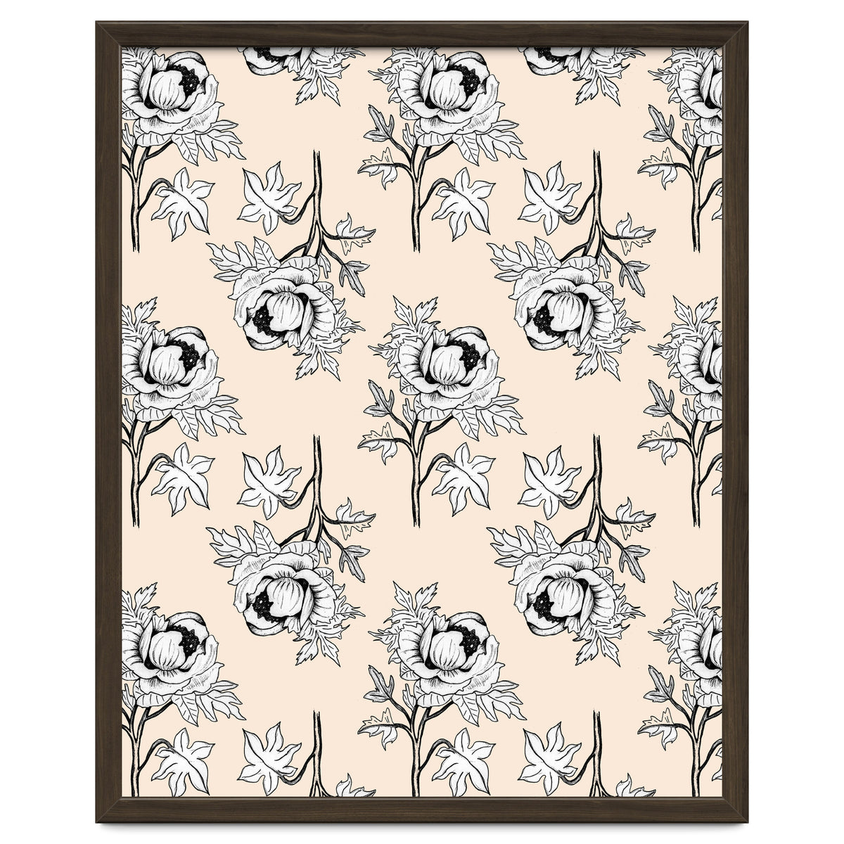 Drawing pattern of roses to pencil on beige