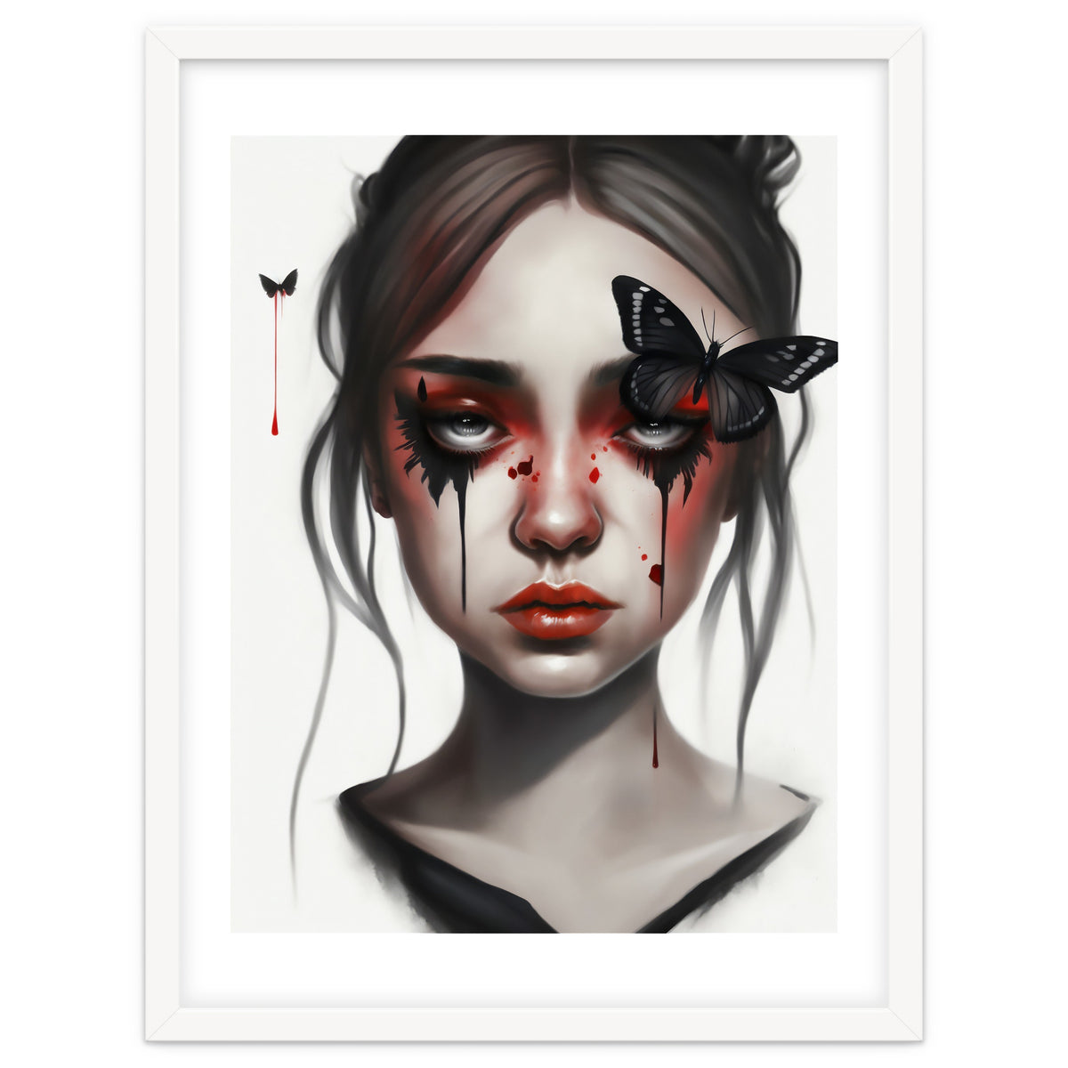 Goth Girl With Butterflies Portrait
