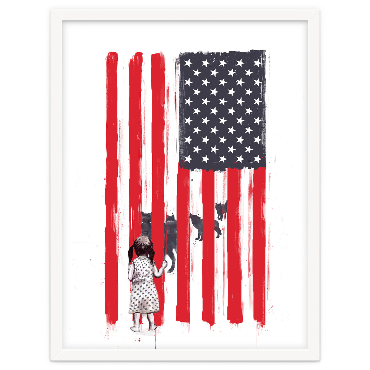 Little Girl And Wolves