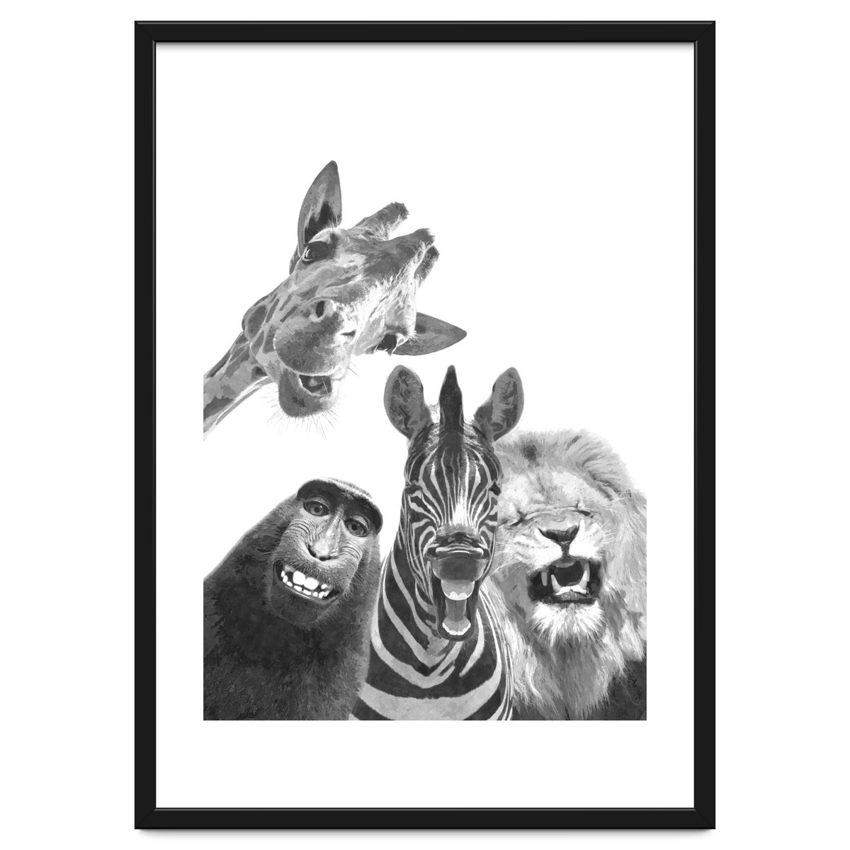 Black and White Jungle Animal Friends