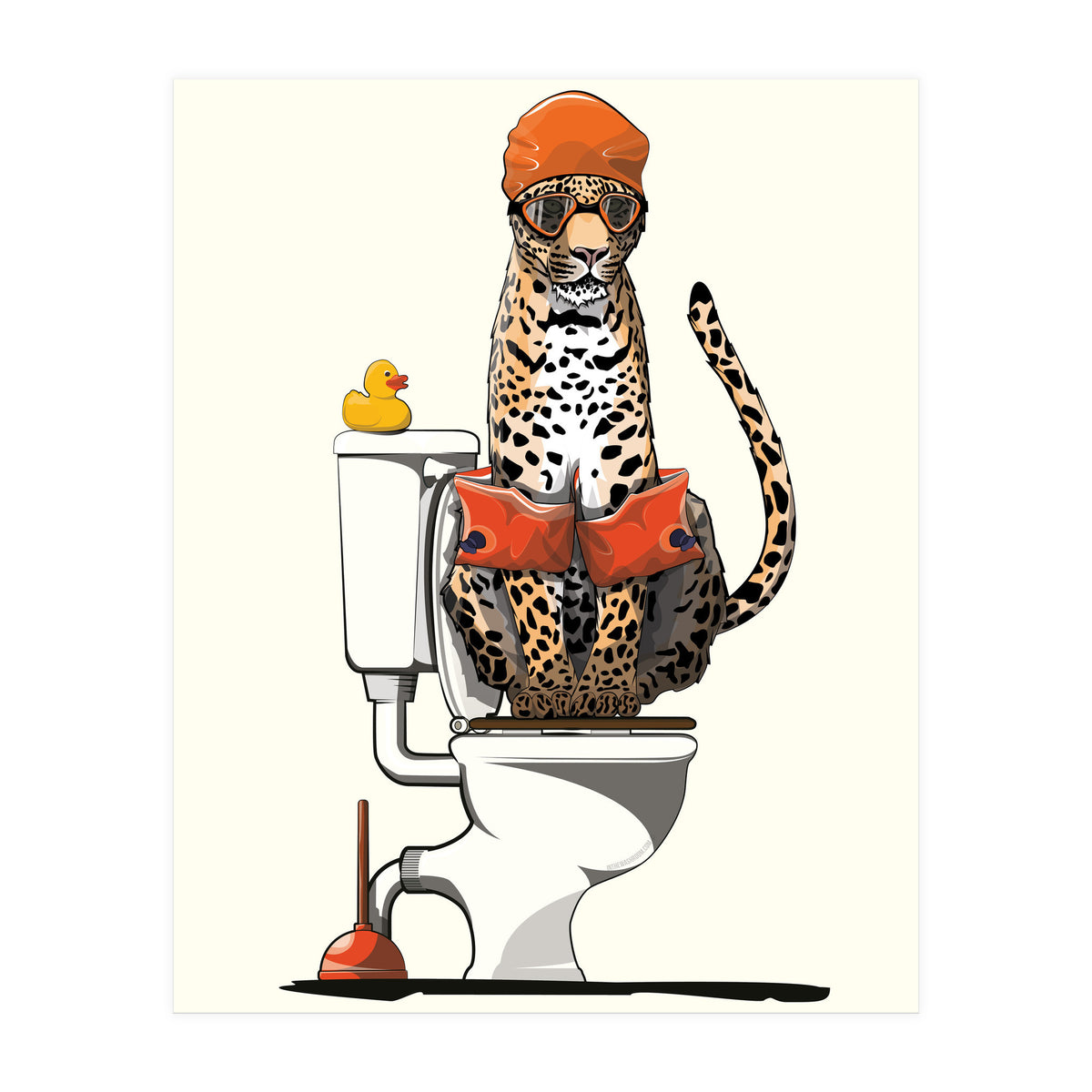 Leopard on the Toilet, Funny Bathroom Humour (Print Only)