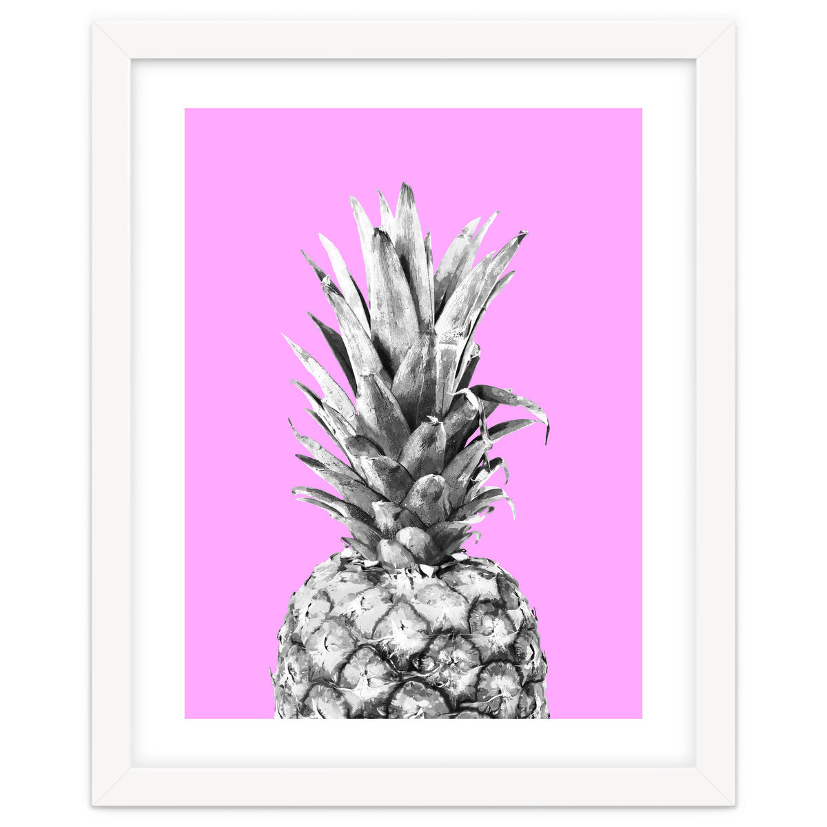 Black and White Pineapple Pink Background
