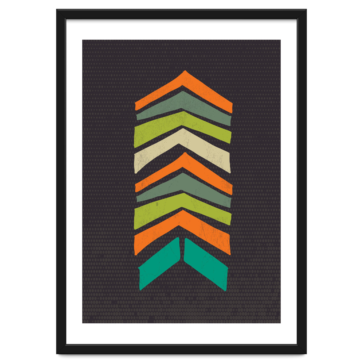 Retro Chevron Print Orange Teal Variation