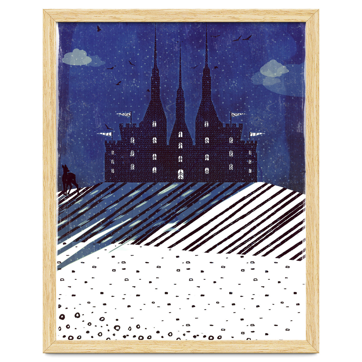 Castle on the hill at night