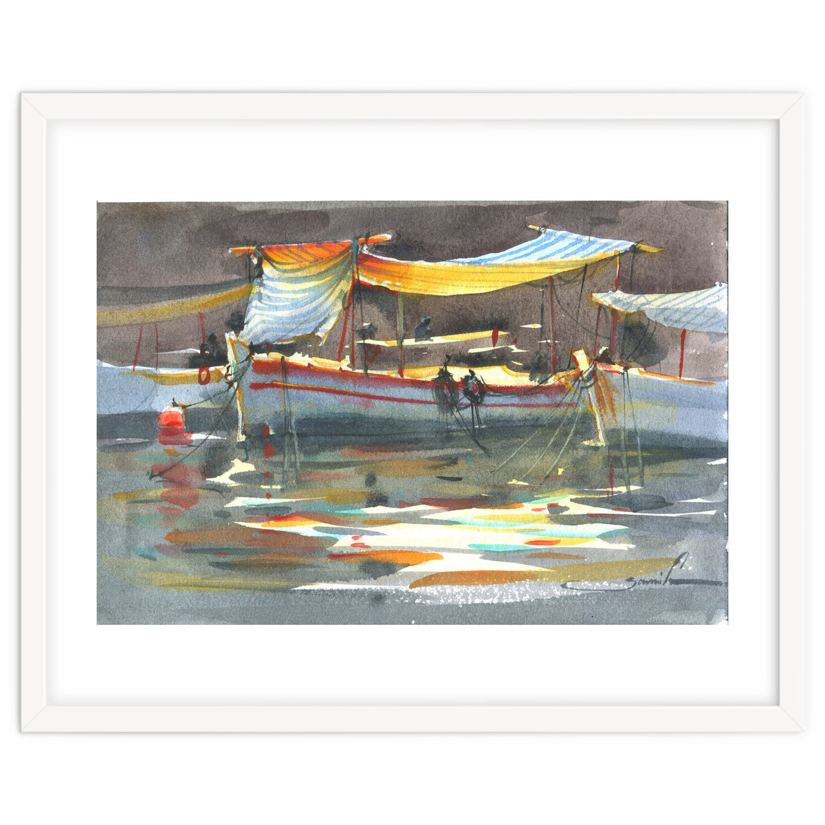 Yacht painting art watercolor