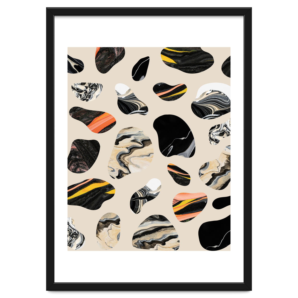 Marble Jelly Beans, Abstract Shapes Nature Eclectic Textures, Precious Stones Agate Dark Mystery