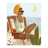 Moon Child, Beach Vacation, Black Woman Illustration Travel Ocean, Tropical Bohemian Fashion (Print Only) thumbnail