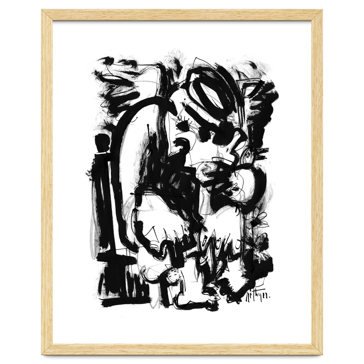 Saint With Bird - b&w