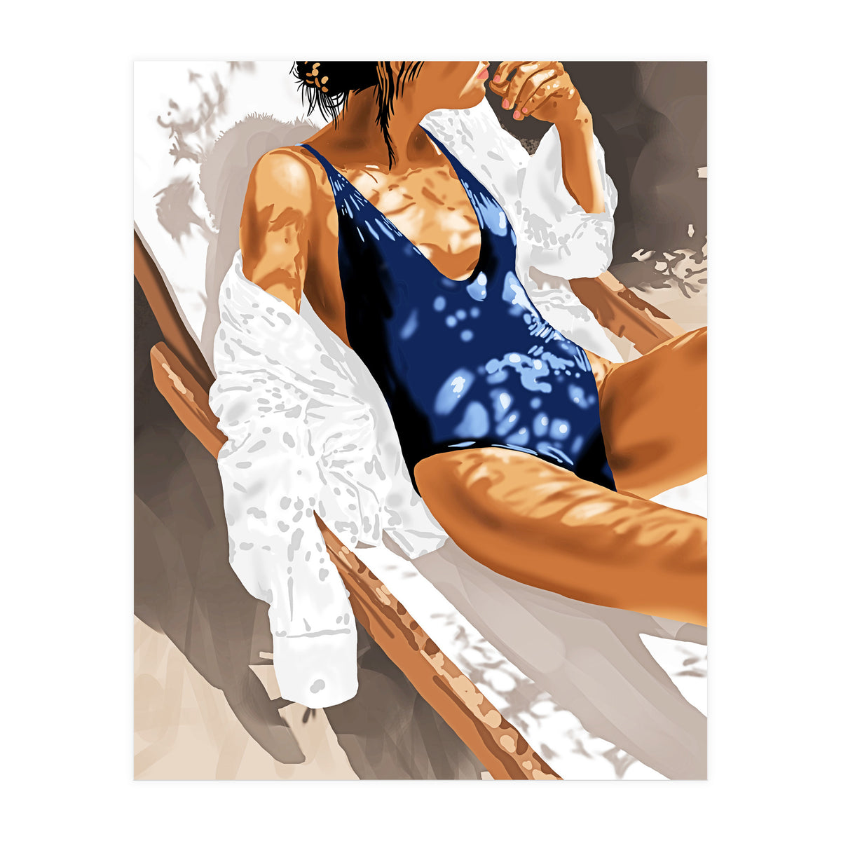 Girls Just Wanna Have Sun Painting, Woman Fashion Swim Beach Vacation Travel Summer Illustration (Print Only)