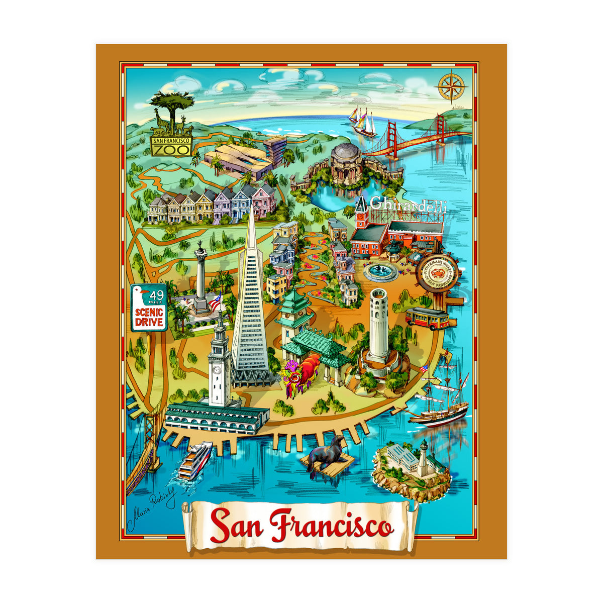 San Francisco Map Illustration (Print Only)