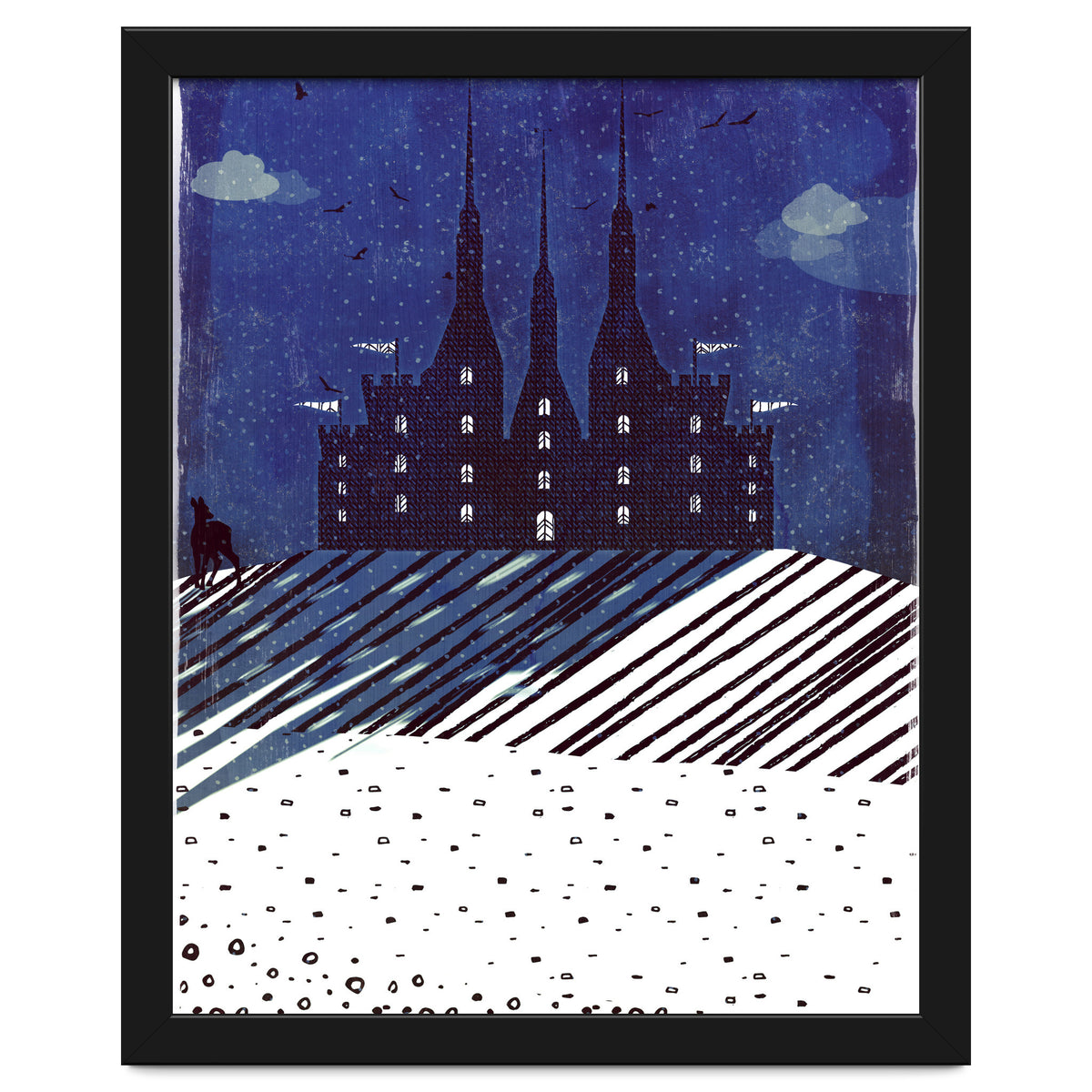 Castle on the hill at night