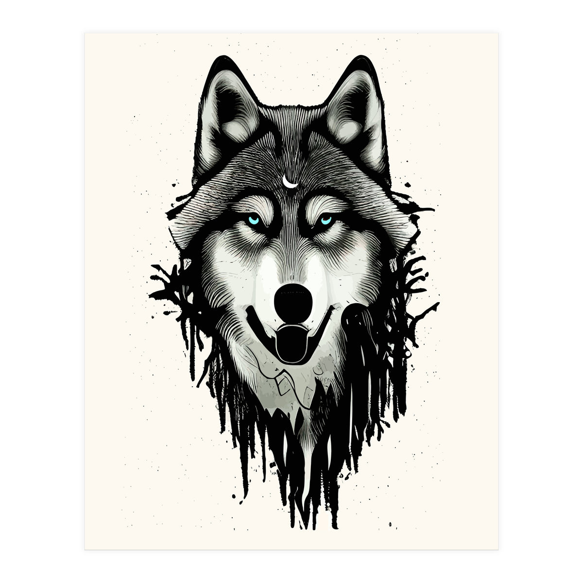Wicked Soul, Werewolf Wolf Wild Animals Sketch, Wildlife Drawing Line Art, Wild Eclectic Dark Moon (Print Only)