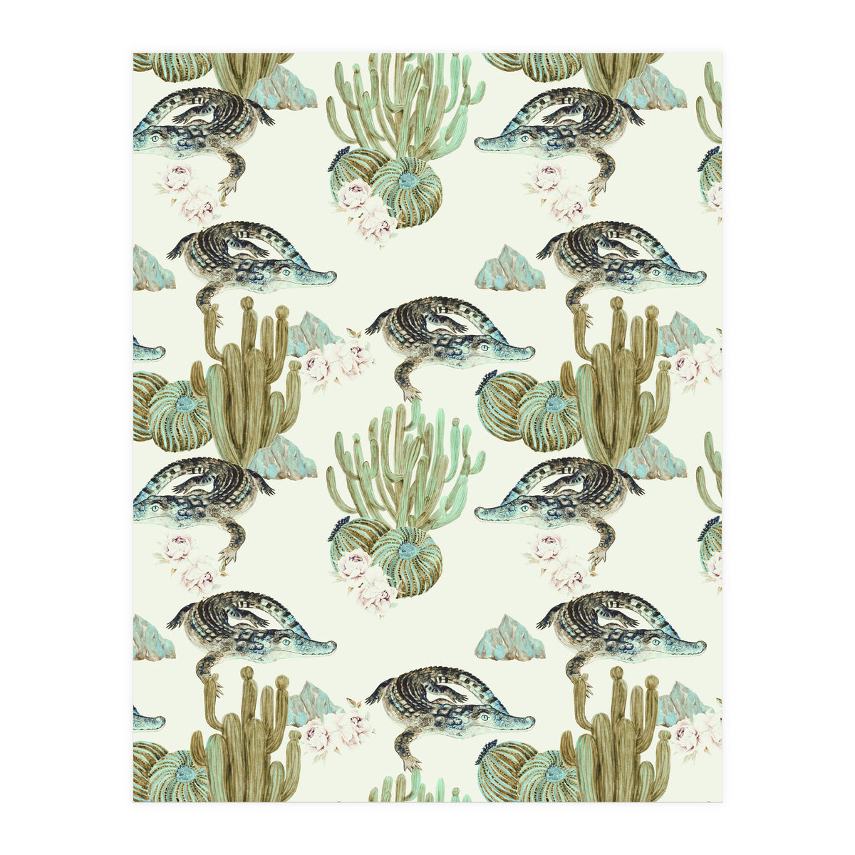 Crocodile pattern on the cactus (Print Only)