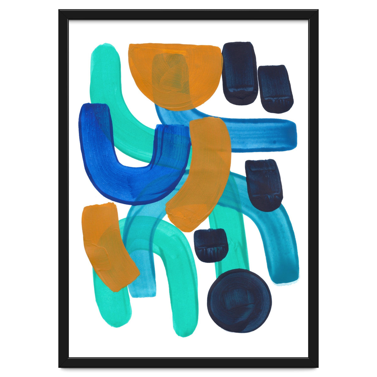 Fun Colorful Blue Turquoise Shape Yellow Accent