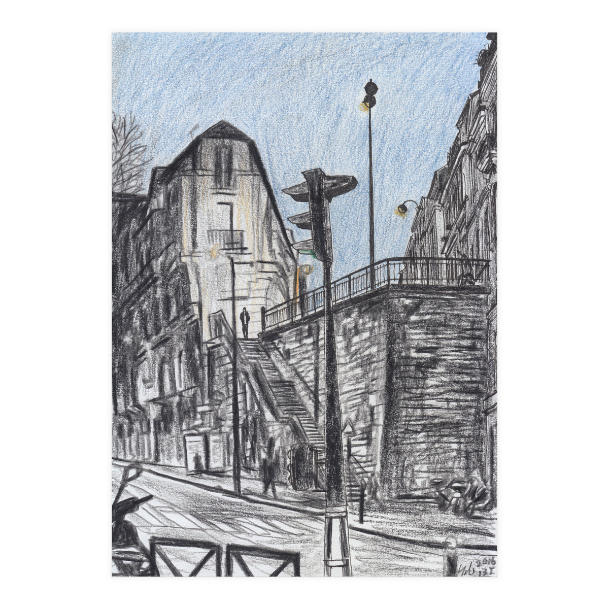 Cold afternoon on Artist Street in Paris (Print Only)