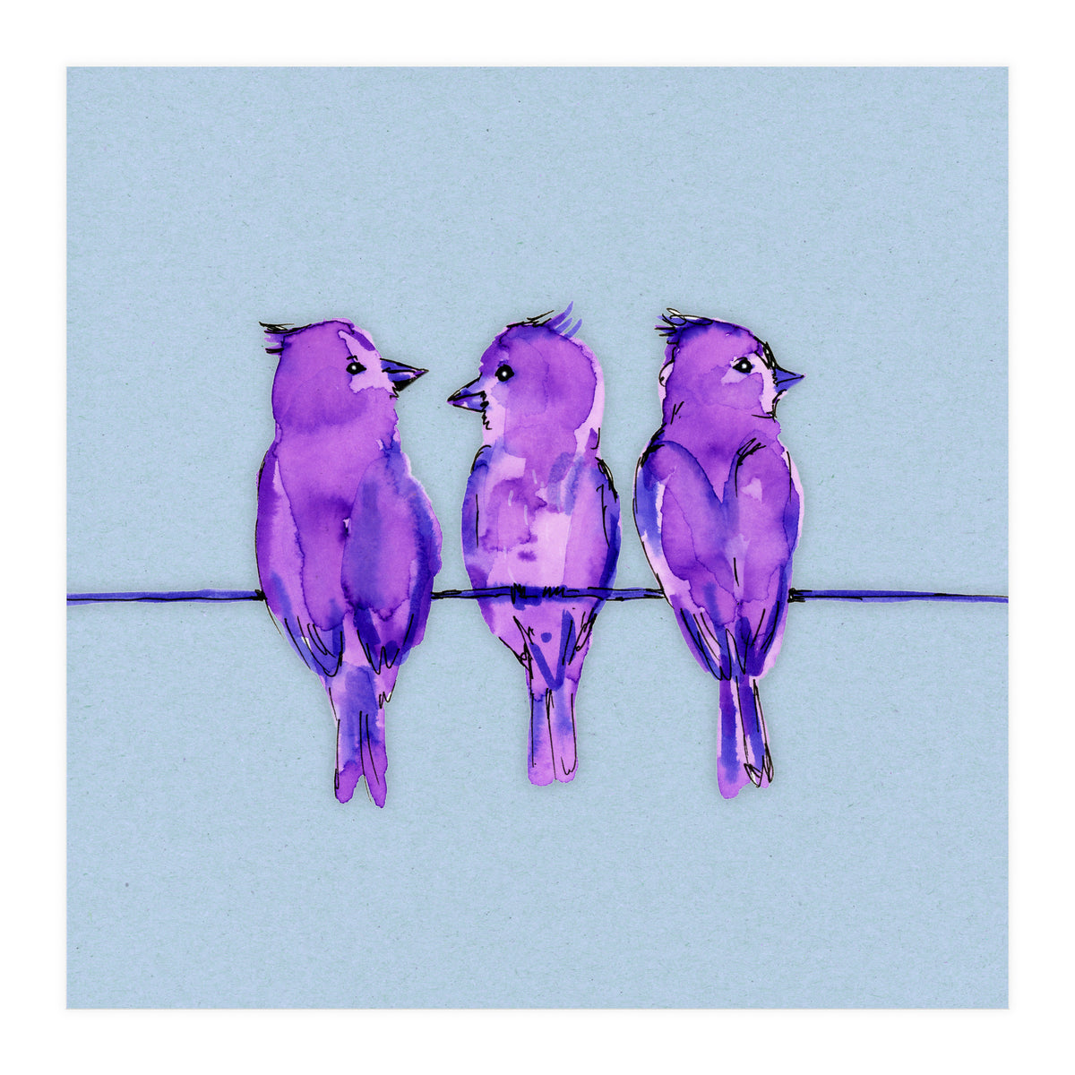 Three purple birds (Print Only)