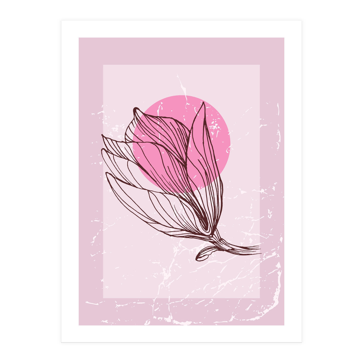 Magnolia  Minimalist Scandinavian, Abstract Geometric Art, Botanical Art (Print Only)