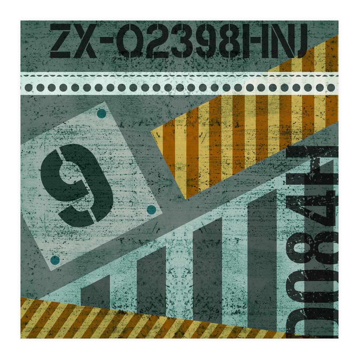 Abstract Industrial Slate And Stripes (Print Only)