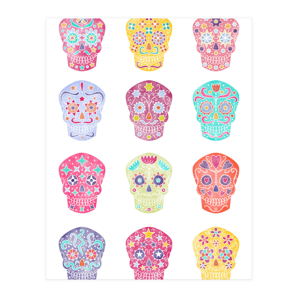 Watercolour Sugar Skulls (Print Only)