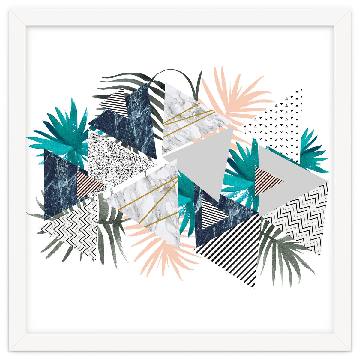 Abstract of geometric patterns with plants and marble I