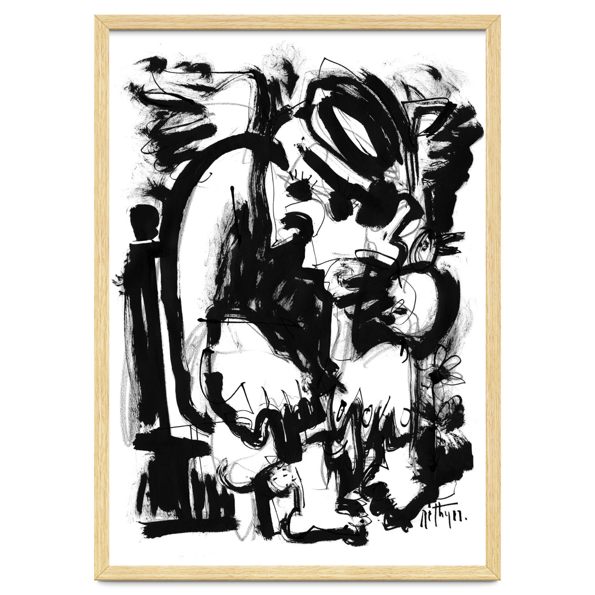 Saint With Bird - b&w