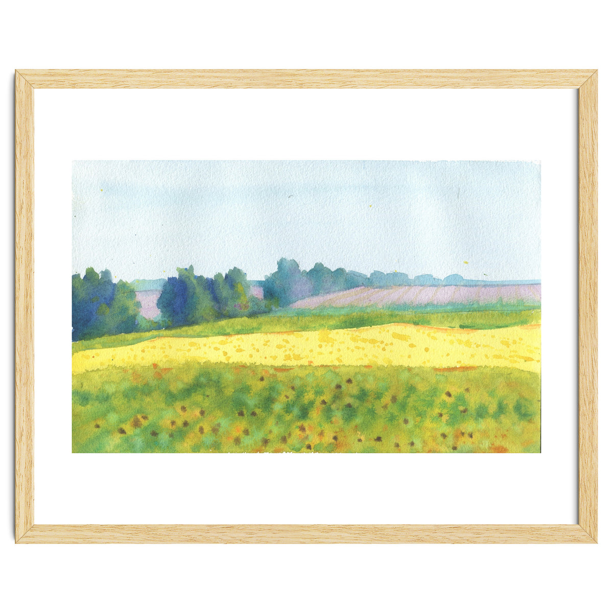 Field landscape. Watercolor