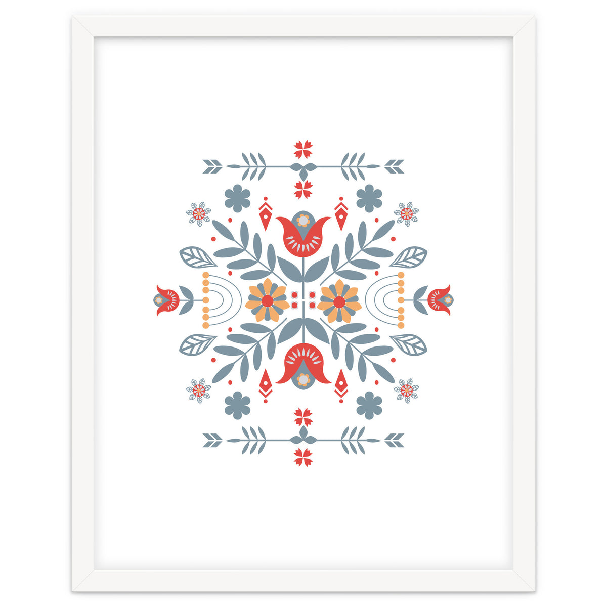 Scandinavian Folk Retro Flower Pattern