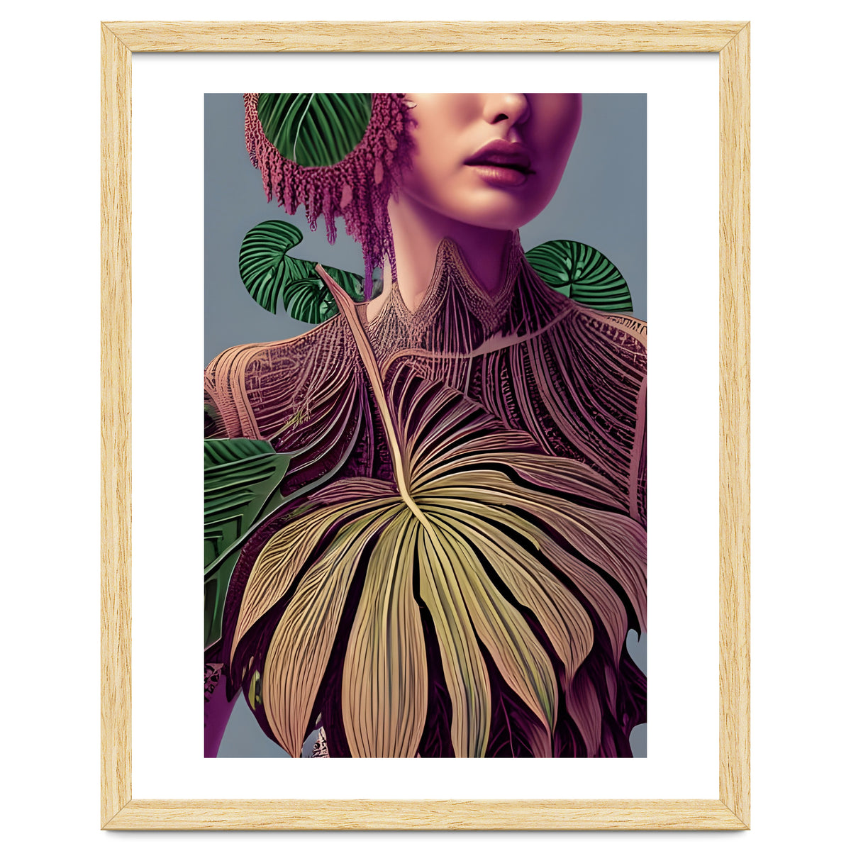 Woman in Monstera Deliciosa Leaves